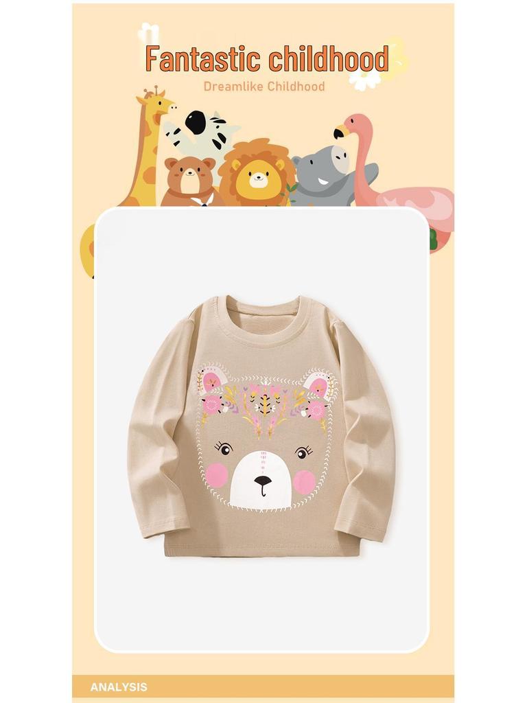 Вязаный топ с длинным рукавом для девочек на осень/зиму 2025 с мультяшным рисунком плюшевого мишки