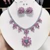Розовый кулон серьги для женщин Помолвочное модный хрустальный набор украшений Свадебные чокеры Вечеринка Аксессуары Подарки