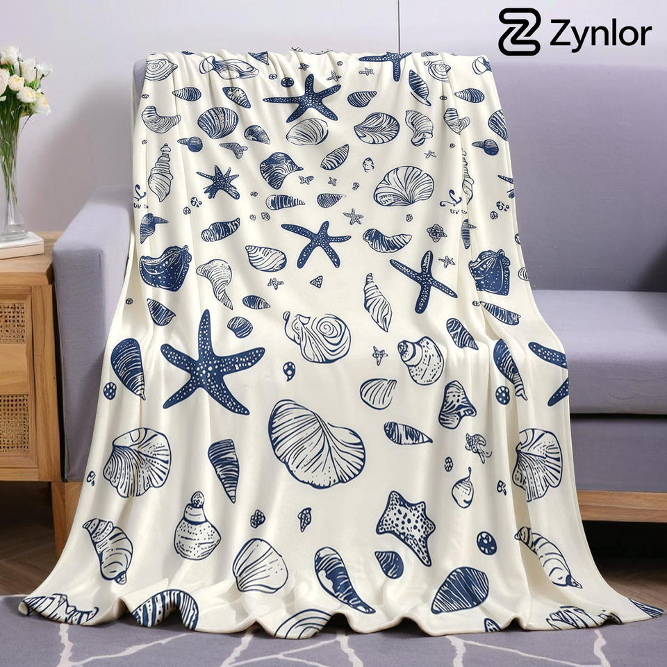 Navy Seaside Sketch Cartoon Anime Print Flannel Blanket Soft Warm Throw for Kids Bedroom Sofa Bed Christmas Office Car