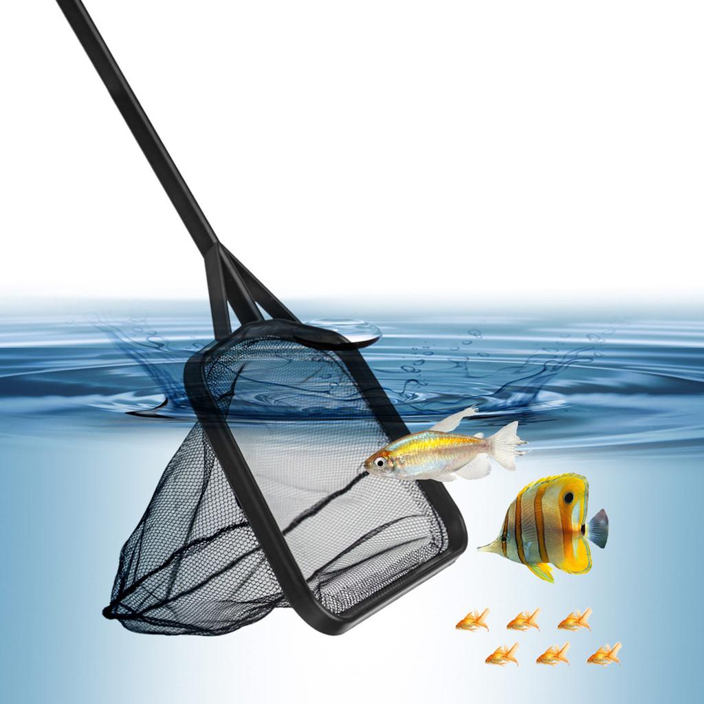 Functional Aquarium Square Fishing Net with Long Handle Fishing Gear for Catching Fish Clean Shrimp Tank Aquarium Tools