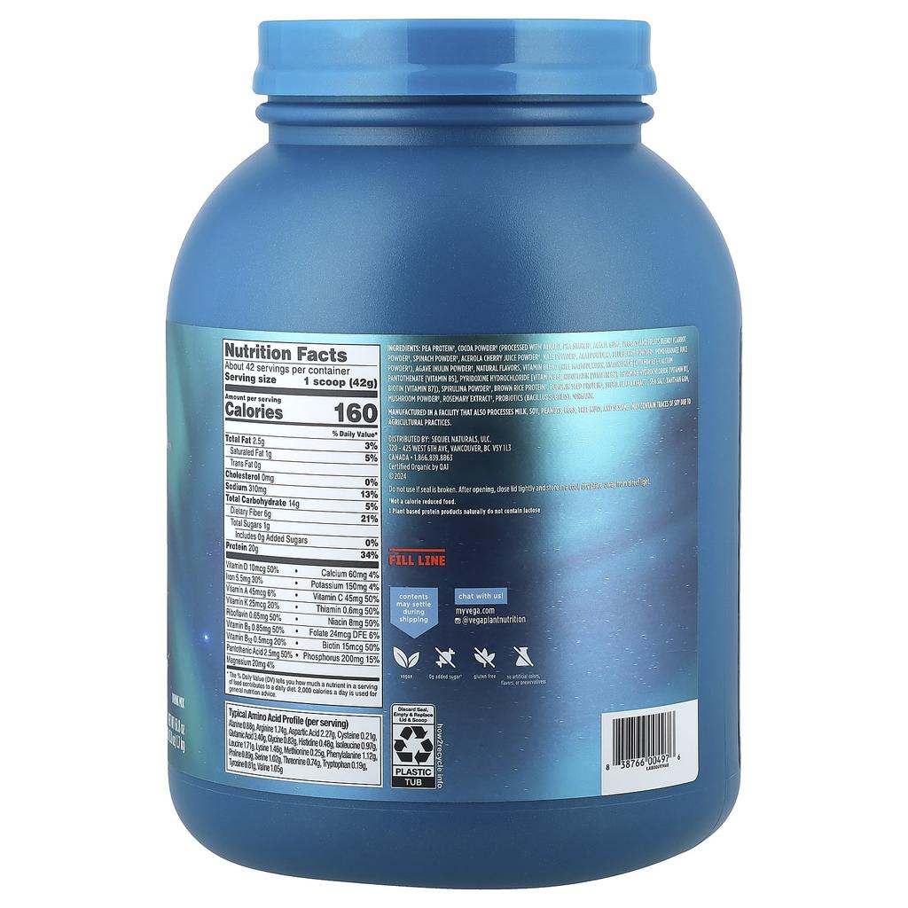 Plant-Based Organic All-in-One Shake, Chocolate, 1.7Kg (3Lb 13.8Oz)