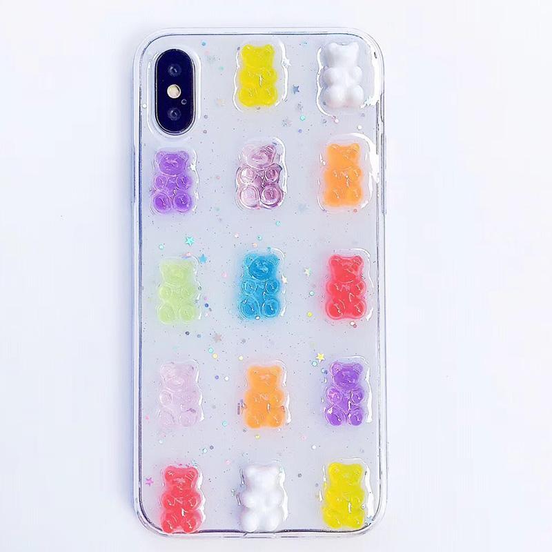 Прозрачный чехол Candy Bear для Iphone 14 13 12 11 Pro Max Mini Xr X Xs 6 6s 7 8 Plus, прозрачный противоударный чехол с блестками и звездами