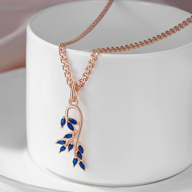 Элегантное ожерелье в форме листа из розового золота с натуральным цирконом для женщин