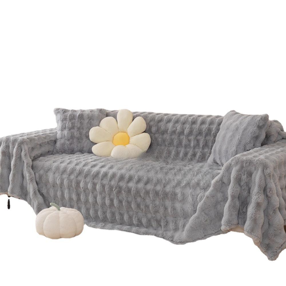 Кремовый стильный чехол для дивана, ткань с защитой от царапин, диванное полотенце, зимний плюшевый чехол для дивана, универсальное универсальное одеяло для дивана, полное покрытие