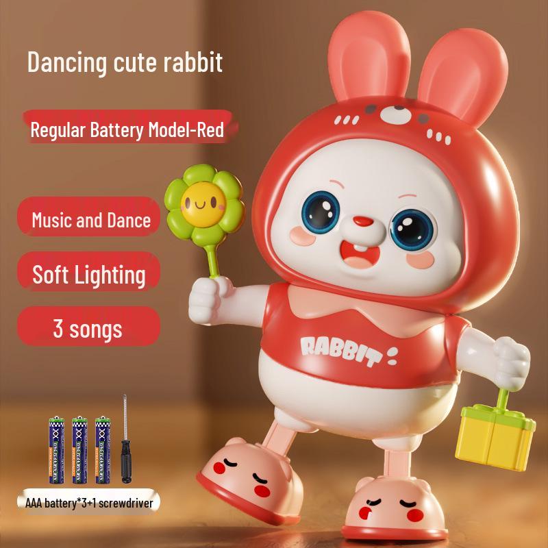 Электрическая танцующая игрушка-кролик для малышей: Побуждает к подъему, перекатыванию, ползанию со звуком и движением