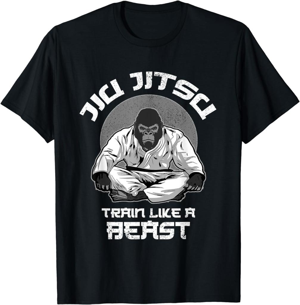 Train Like A Beast Jiu Jitsu, BJJ Grappling MMA Gorilla T-Shirt Graphic T Shirts Men Clothing Tops Camisetas