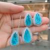 Jewelry Popular Anti-Real Paraiba Large Water Drop Pendant Necklace Stud Earrings Set Main Stone 10 * 20