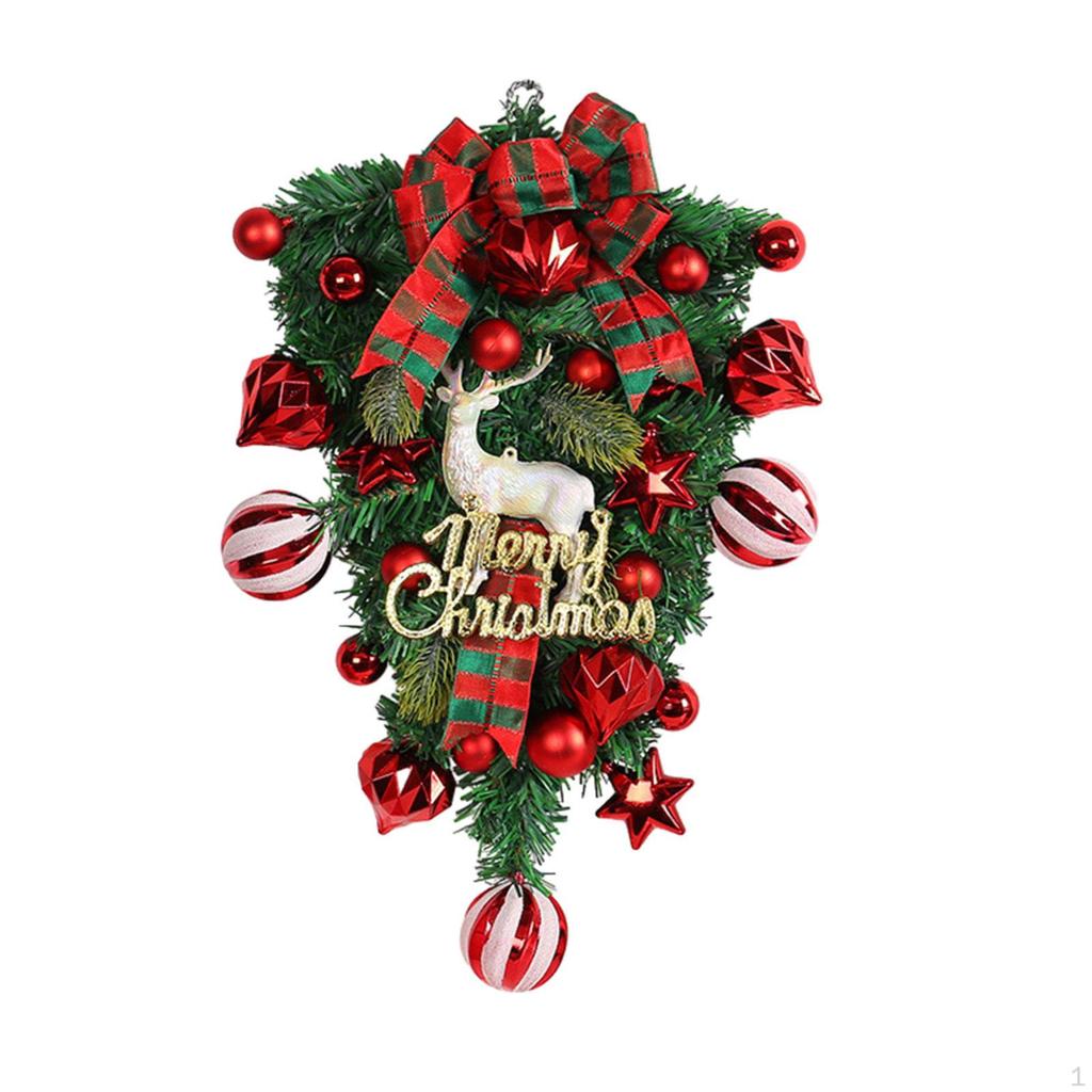 Christmas Teardrop Swag Xmas Garland Decorative Wall Hanging Ornament Wreath for Stairway