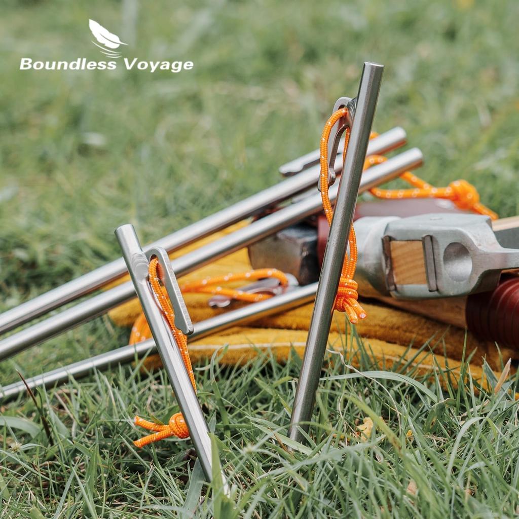 Boundless Voyage Tent Pegs 20cm24cm30cm Set of 46 Hard SoilGrassland Pegs Outdoor Camping Titanium Alloy Forged Peg Setup Tools ([30CM] Set of 6)