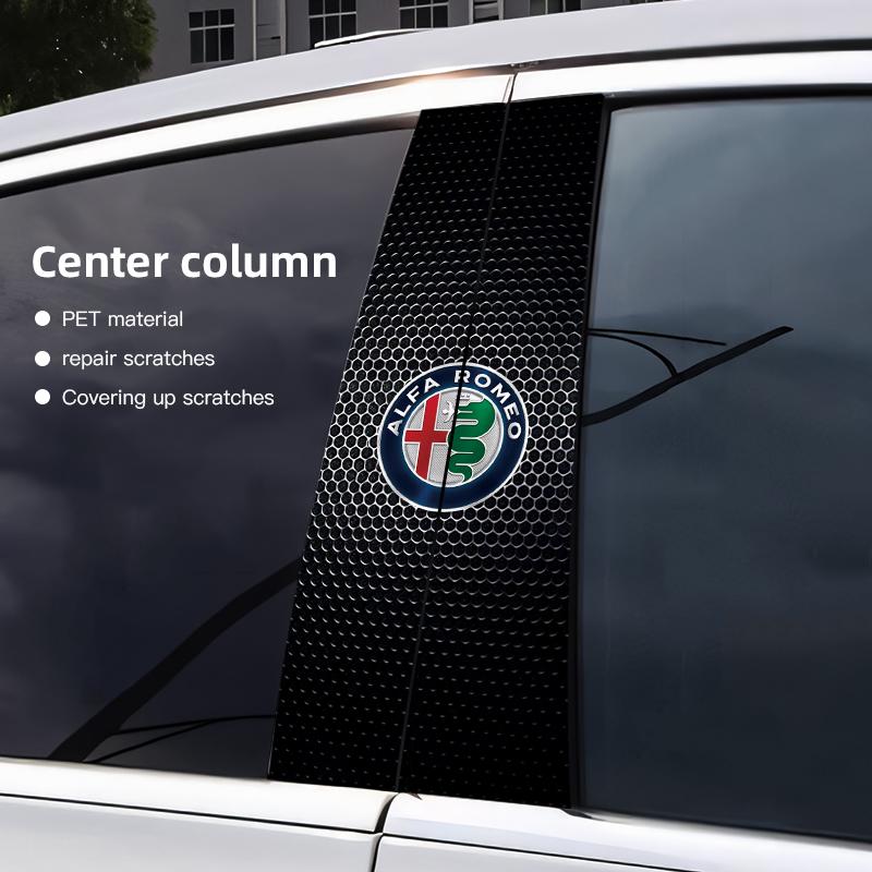WPKMR1 Car Emblem Center Pillar Sticker Auto Door Decorative Stickers For Alfa Romeo 156 159 147 4C 8C 166 Giulia Giulietta Mito