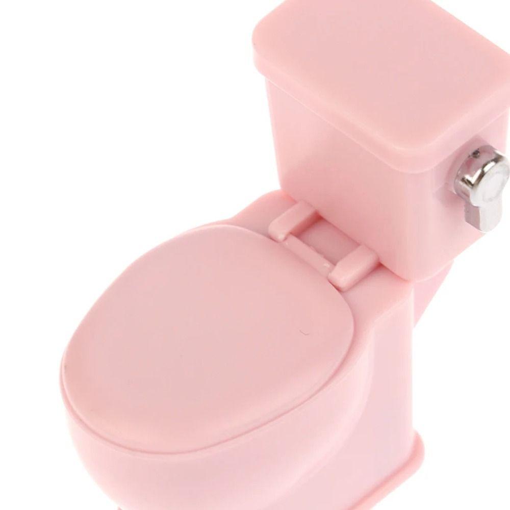 Flushing Sound Dollhouse Toilet Scene Prop Miniature Toilet Toys For Children