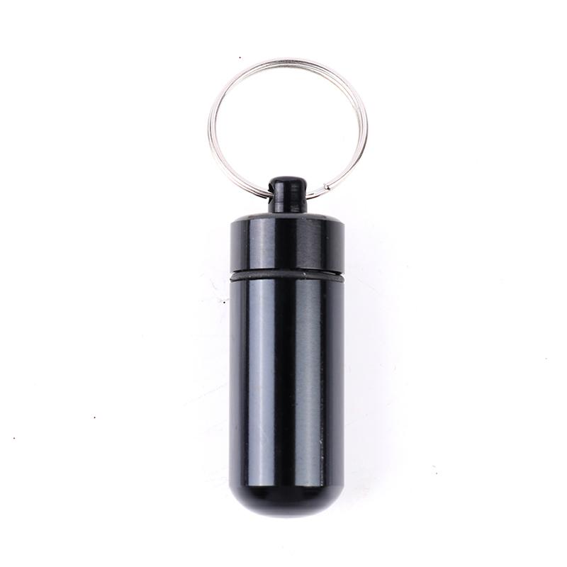 Mini Portable Aluminum Alloy Pill Bottle Cartridge Keychain Outdoor Waterproof Sealed Pill Box