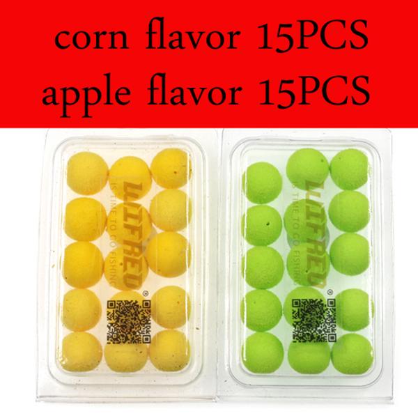 15PCS/30PCS 12mm Carp Fishing Pop Ups Boilies Baits Corn Apple Strawberry Sweet Potato Flavor Carping Bait