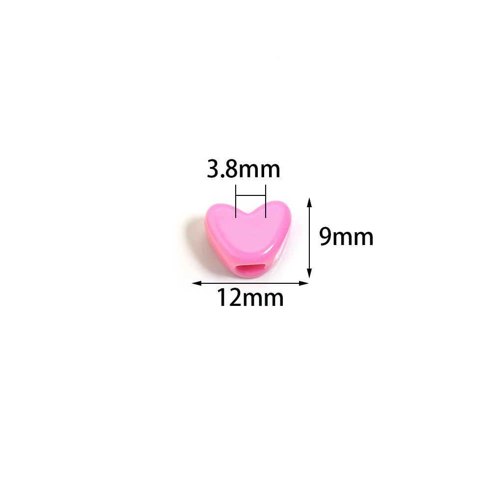 100pcs/lot 12x9mm Acrylic Heart Beads Colorful Large Hole Loose Beads For DIY Handmade Bracelet Earrings Jewelry Making Supplies
