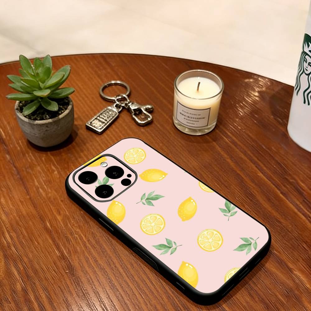 Чехол для телефона с рисунком "Лимонная прохлада в полоску" для iPhone 17, 16, 15, 14, 13, 12, 11 Plus, Pro Max, Других моделей. Силиконовый мягкий черный чехол