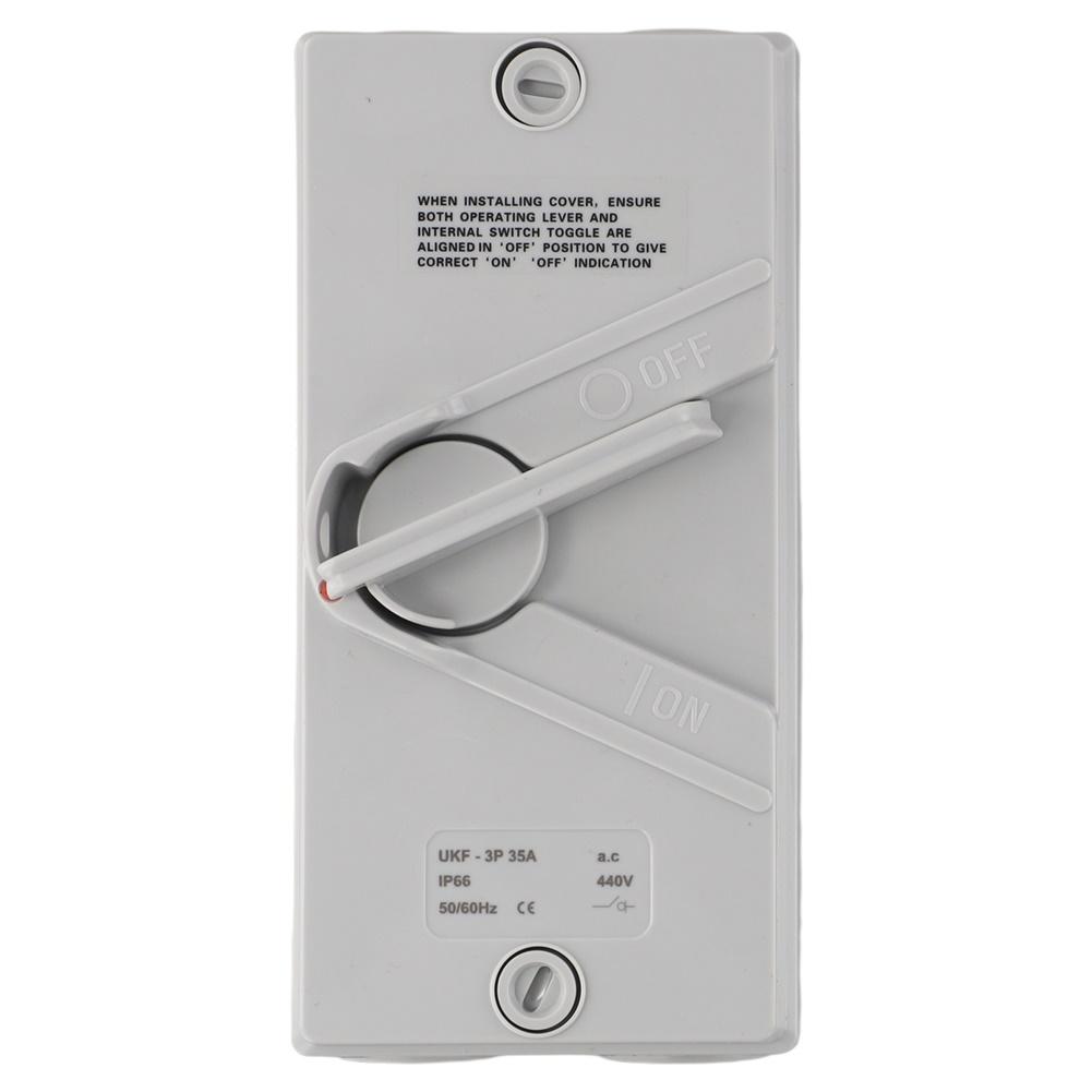 Industrial Grade 3P Disconnect Switch 63A IP56 Sealed Enclosure for 110~440V AC Motor Circuits White ABS Material