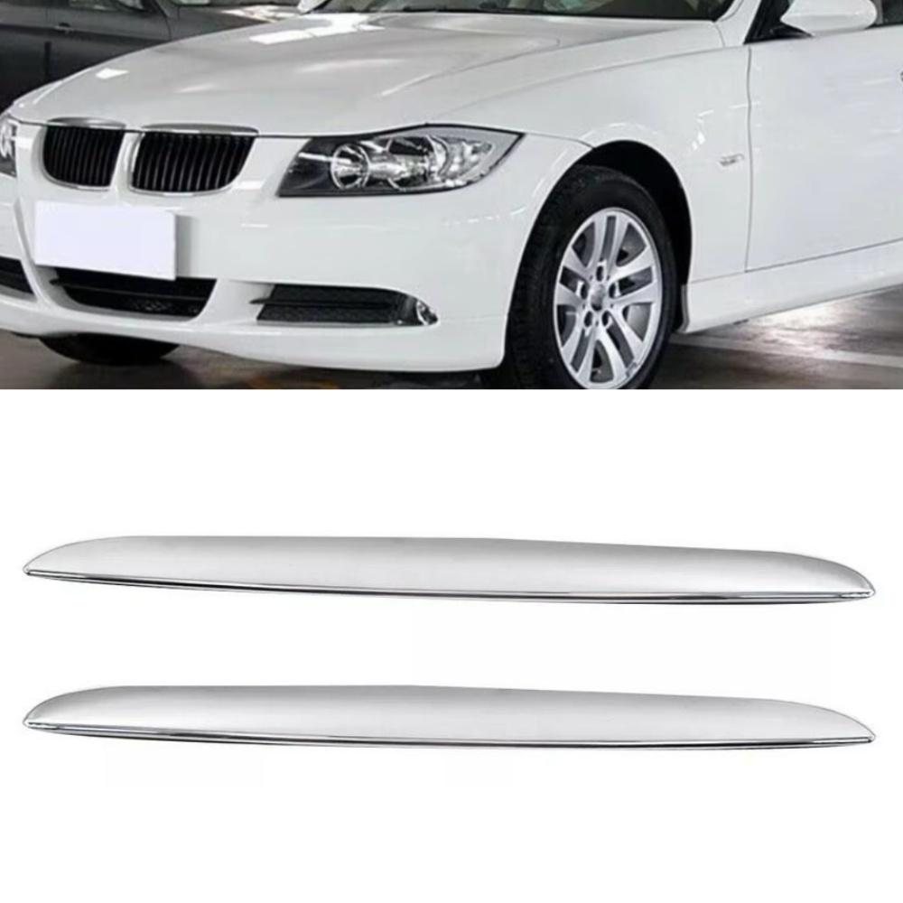 2x For 2006-2008 BMW 3 Series E90 E91 Front Hood Cover Chrome Trim Above Grille