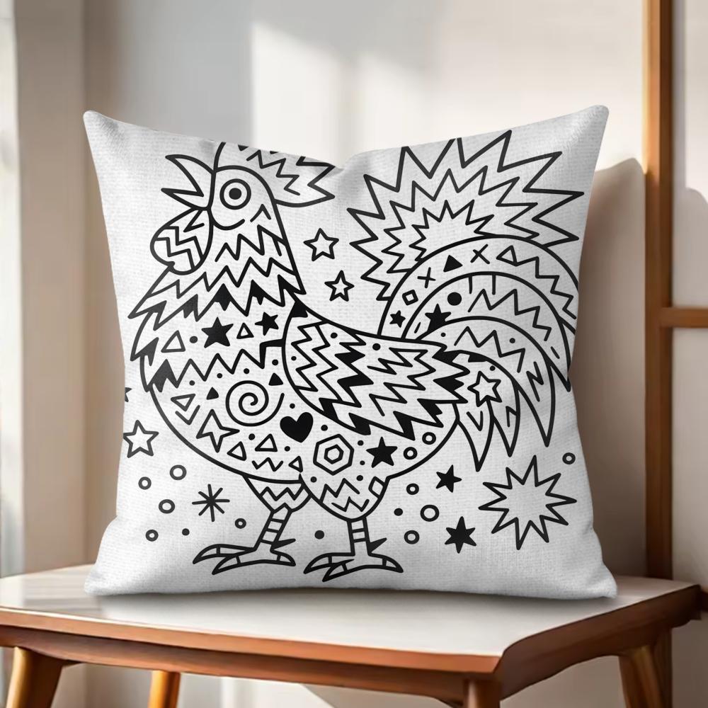 Graphic Calm Modern Cushion Cover Natural Linen Organic Fabric DoubleSided Printing Couch Pillow Covers Home Decor