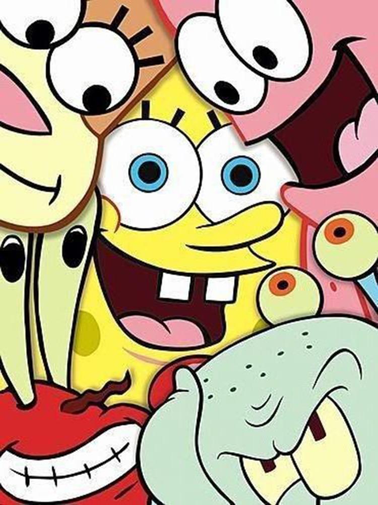 Handmade 5d DIY SpongeBob Diamond Art Painting Kit Water SquarePants Cross Stitch Embroidered Home Decor Mosaic Home Decoration