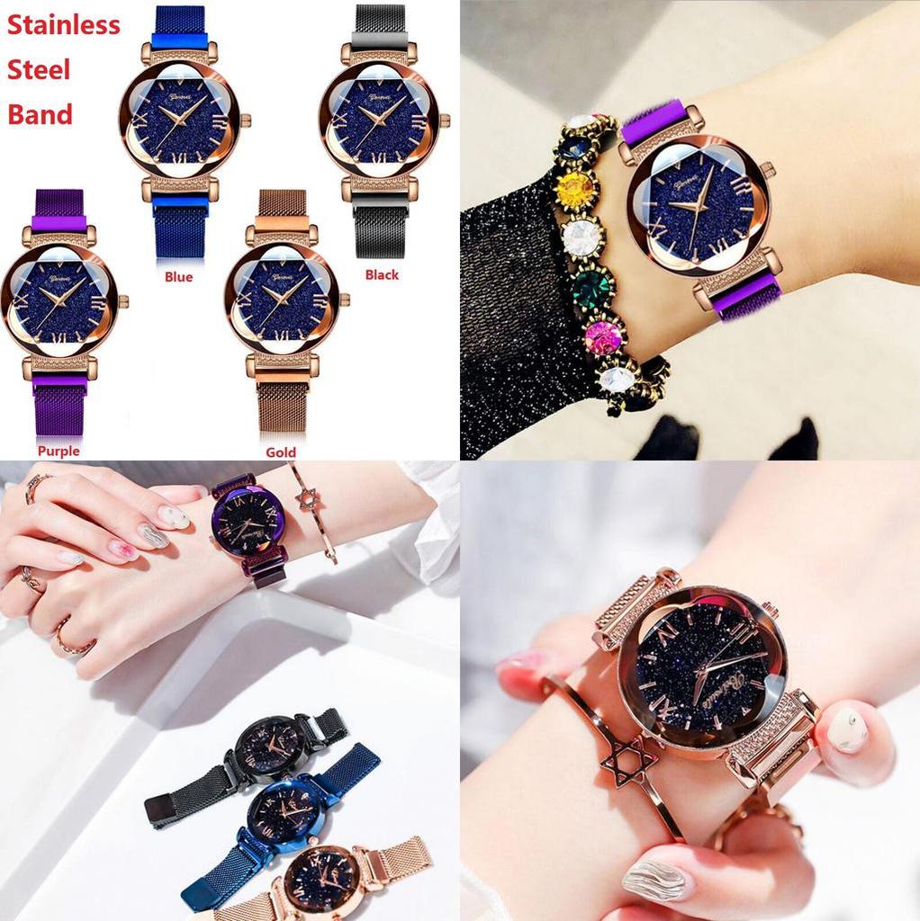 Fashionable Womens Bracelet Watch With Timeless Starry Sky Design And Alloy Case