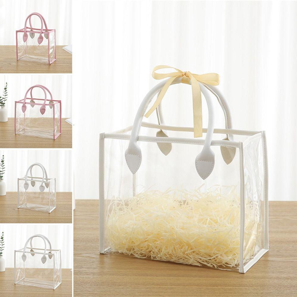 PVC Gift Bag Pink White Storage Bag Creative Shopping Bags
