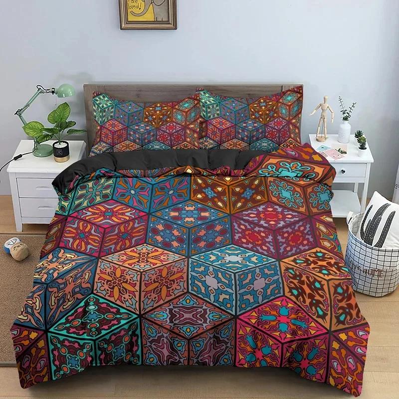Luxury Boho Mandala Duvet Cover Set Bohemian Bedding Sets Mandala Print Comforter Cover King Size Double Bed Set Quilt Cover