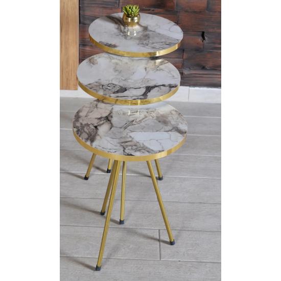 Стол для раскроя, 3 предмета, Золотая металлическая ножка Efes Gold