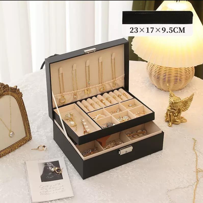 Three-layer Jewelry Storage Box, High-end Exquisite Necklace, Earrings, Gold Jewelry, Hand Jewelry Box, Large-capacity Multi-layer Pumping.