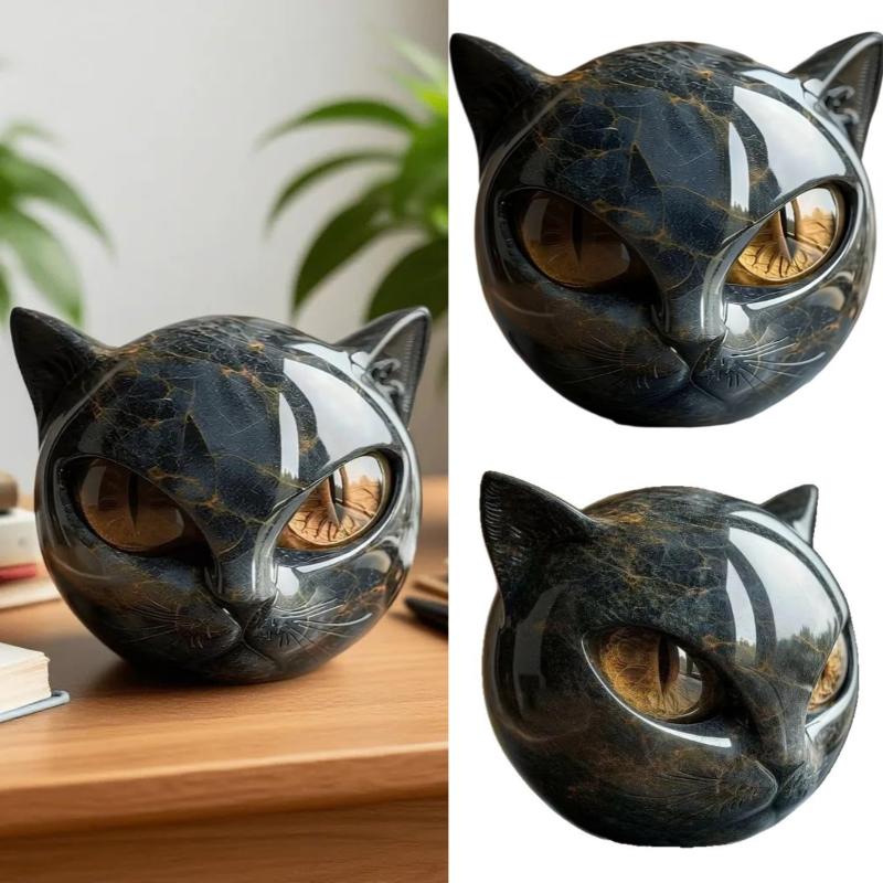 Хэллоуин Черная Кошка Каменная Фигурка Скульптура Текстура Кошка Камень Смола Украшение Кошка Статуя Домашний Офис Декор Книжной Полки Поделка