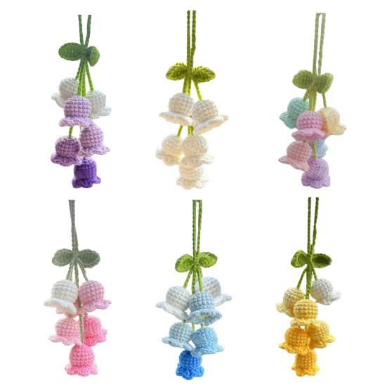 Подвесной автомобильный кулон ручной работы, вязаные лилии, очаровательные вязаные крючком украшения для салона автомобиля