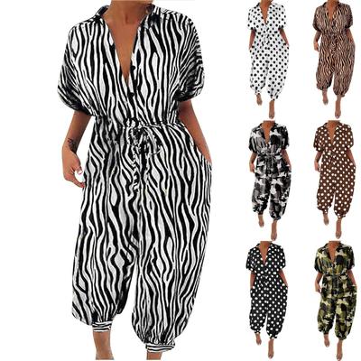 Женский летний комбинезон с коротким рукавом, повседневный, комфортный, свободный комбинезон