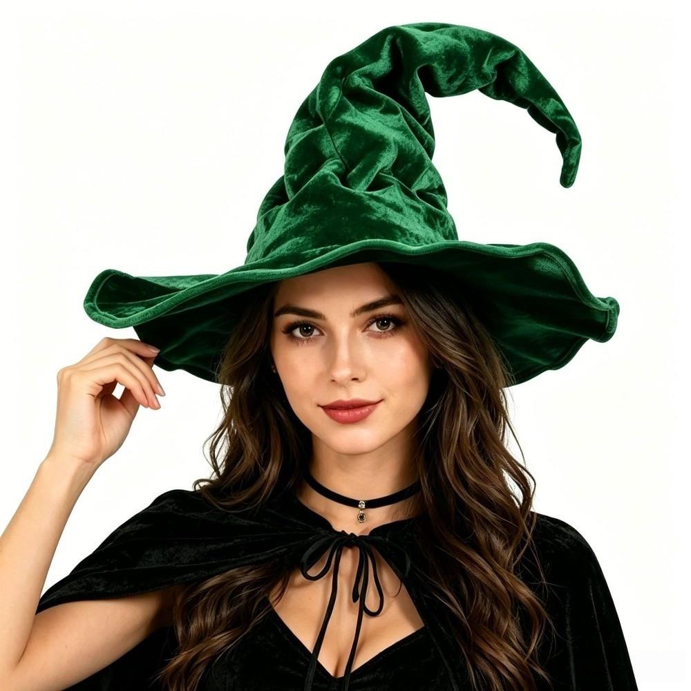 Tall Pointed Cone Top Halloween Wizard Hat Large Wide Brim Pointed Mage Hat Halloween Party