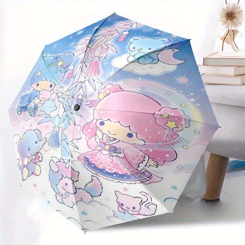 1pc Little twin stars & Small Animals Pattern Automatic Umbrella is Fashionable and Good-Looking, a Portable 3-Fold Umbrella, Suitable for Travel and