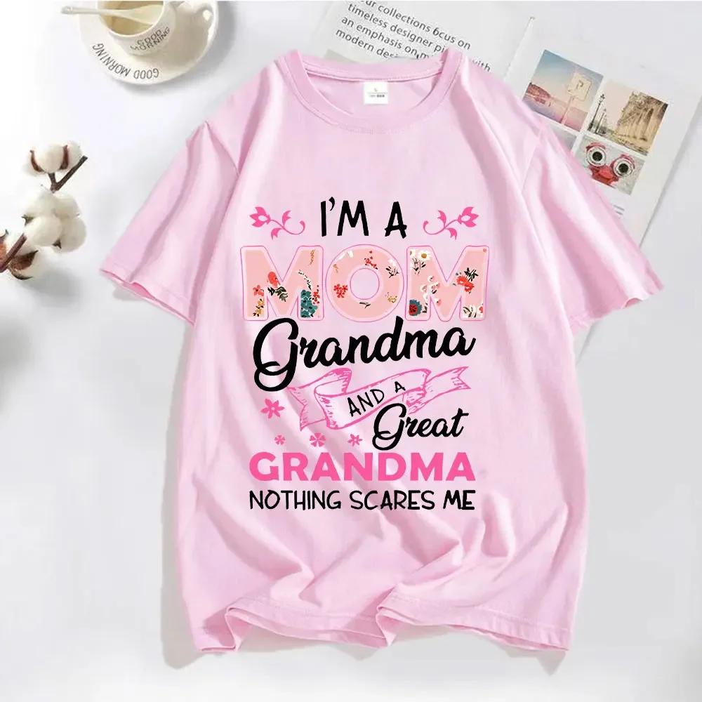 Im A Mom Grandma and A Great Grandma Print Women Tshirt Casual Funny T Shirts Short Sleeve Grandma Tops Women Tumblr Streetwear
