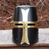 Cursed Crusader Pure Brass Steel Black Functional Great Helm Knights Bucket Helmet