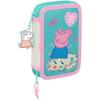 School Pencil Case - SAFTA - Peppa Pig Pretty Flowers - 29 Tools Included - Comfortable - Pink