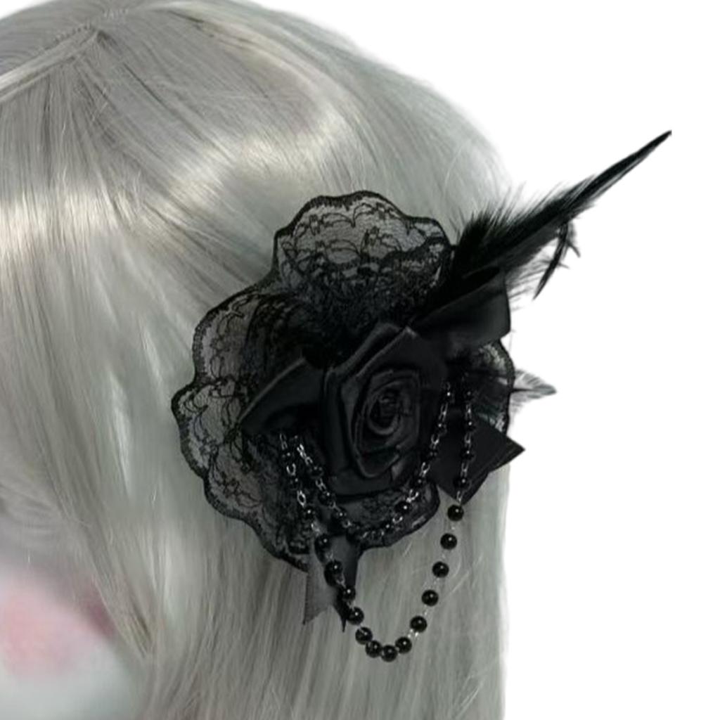 Elegant Flapper Fascinator Beaded Lace Rosette Headpiece for Special Event Wedding Engagement Headwear Hair Styling