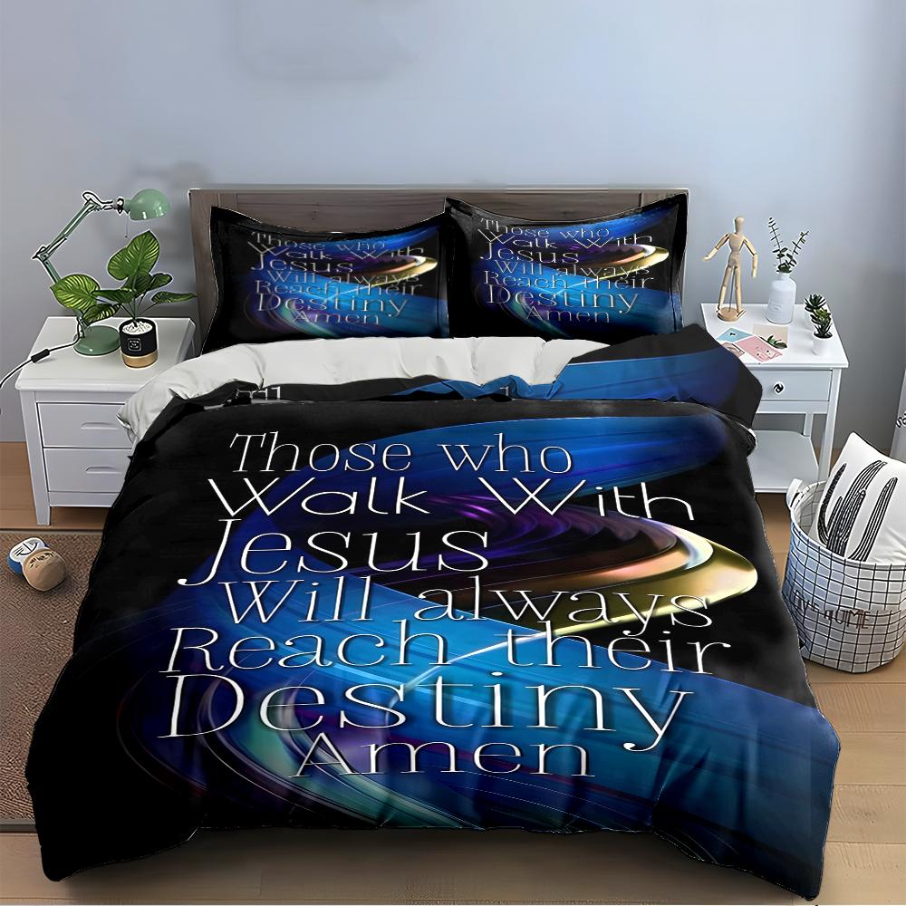 Christian Faith Bedding Set with Quote Bedding set (1 duvet cover, 2 pillowcases, duvet not included)