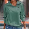 Women's Autumn And Winter T-shirt Fashion Loose Women Pullover Sports Tops Quarter Zip Casual V Neck Long Sleeve Top