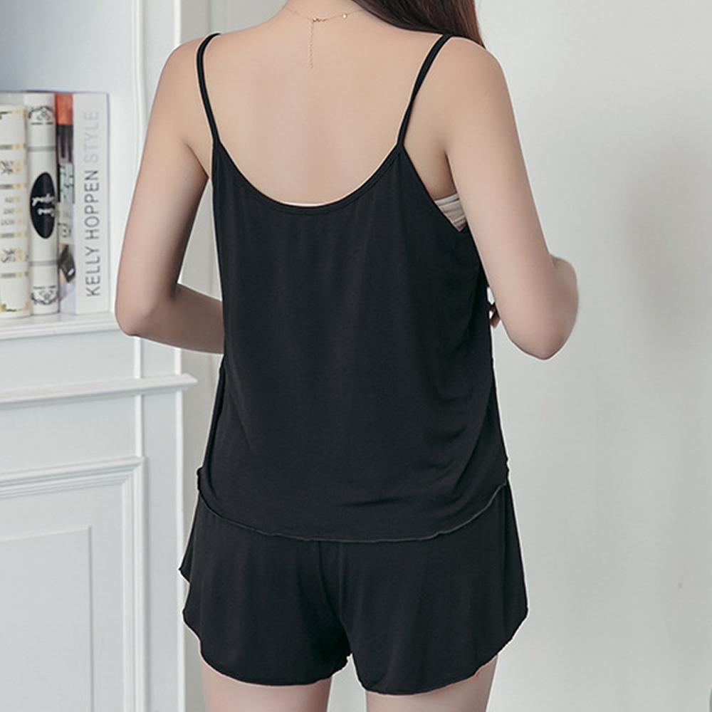 Женский мешковатый пижамный комплект без рукавов, однотонная ночная рубашка, костюмы на тонких бретельках, домашняя одежда