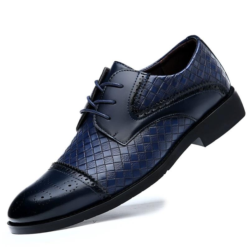 Fashion New 2025 Men Weave Pattern Business Dress Shoes Lace Up Artificial Leather Oxford Brogues Shoes Plus Size 38-48
