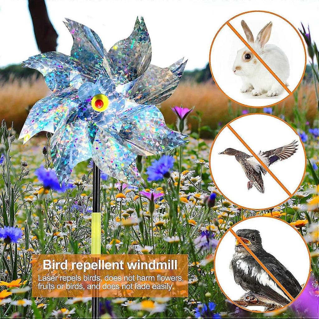 6 Pieces Windmills, Bird Repellent, Windmill, Fruit Garden, Bird Repellent, Reflective Windmill, Bird Deterrent, Reflective Bird Repellent Tw
