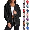 Women's Zipper Hoodie Long Sleeve Sports Jacket Pocket Clothing Fashion Apparel