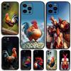 Чехол для телефона Петух Курица Для Apple iPhone 15,14,13,12,11,Pro,X,XS,Max,XR,Plus,Mini Мягкий Черный Чехол