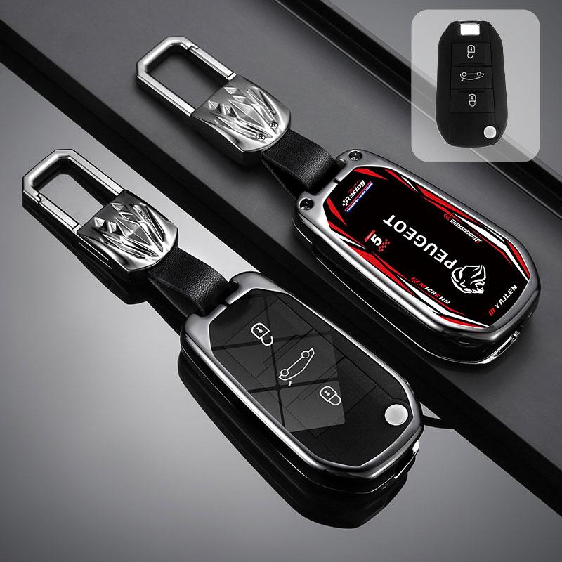 2026 Горячая Автомобильная Наклейка Чехол для Ключей Автомобиля из Цинкового Сплава Полное Покрытие Сумка-Чехол для Ключей Держатель Брелок Для Peugeot 208 308 408 508 2008 3008 4008 5008