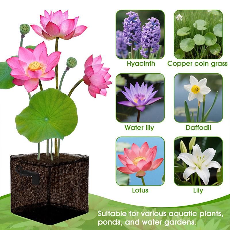 6PCS Aquatic Pond Planting Mesh Pots Water Lily Lotus Planter Reusable Grow Bags for Outdoor Bog Plants Terrestrial Plants
