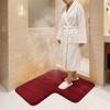 Striped L-Shaped Bathroom Floor Mat Coral Velvet Non-Slip Doormat Absorbent Foot Mat  Shower Room