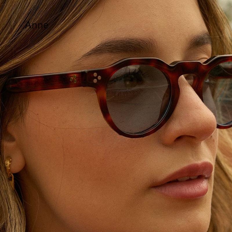 High Quality Acetate Sunglasses For Men Women Oval Round Eyeglasses Frames Japanese Style Designer Driving Travel Glasses UV400