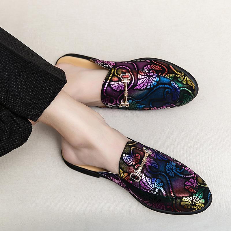 Модные новые мужские туфли, черные мужские полутапочки, высококачественная кожаная повседневная обувь, кожаные мокасины Baotou, легкие сандалии на плоской подошве