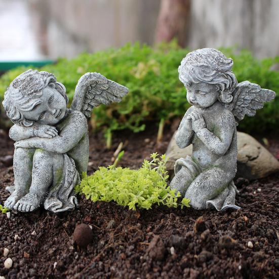 2 шт. статуи херувима Ангел садовые мемориальные украшения водостойкие УФ-стойкие Крытый Открытый очаровательные скульптуры смолы декор ангела